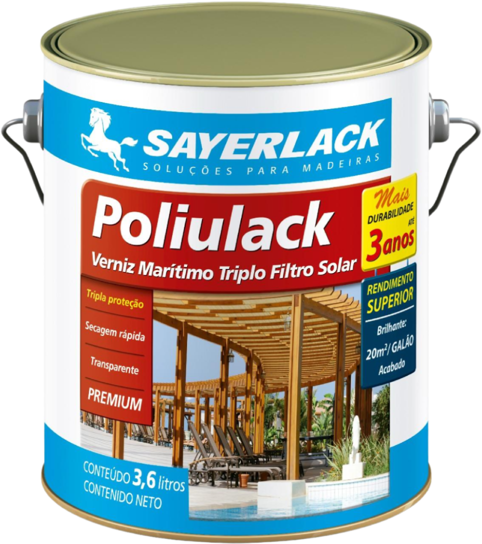 POLIULACK ACETINADO 3,60L VERNIZ SAYERLACK